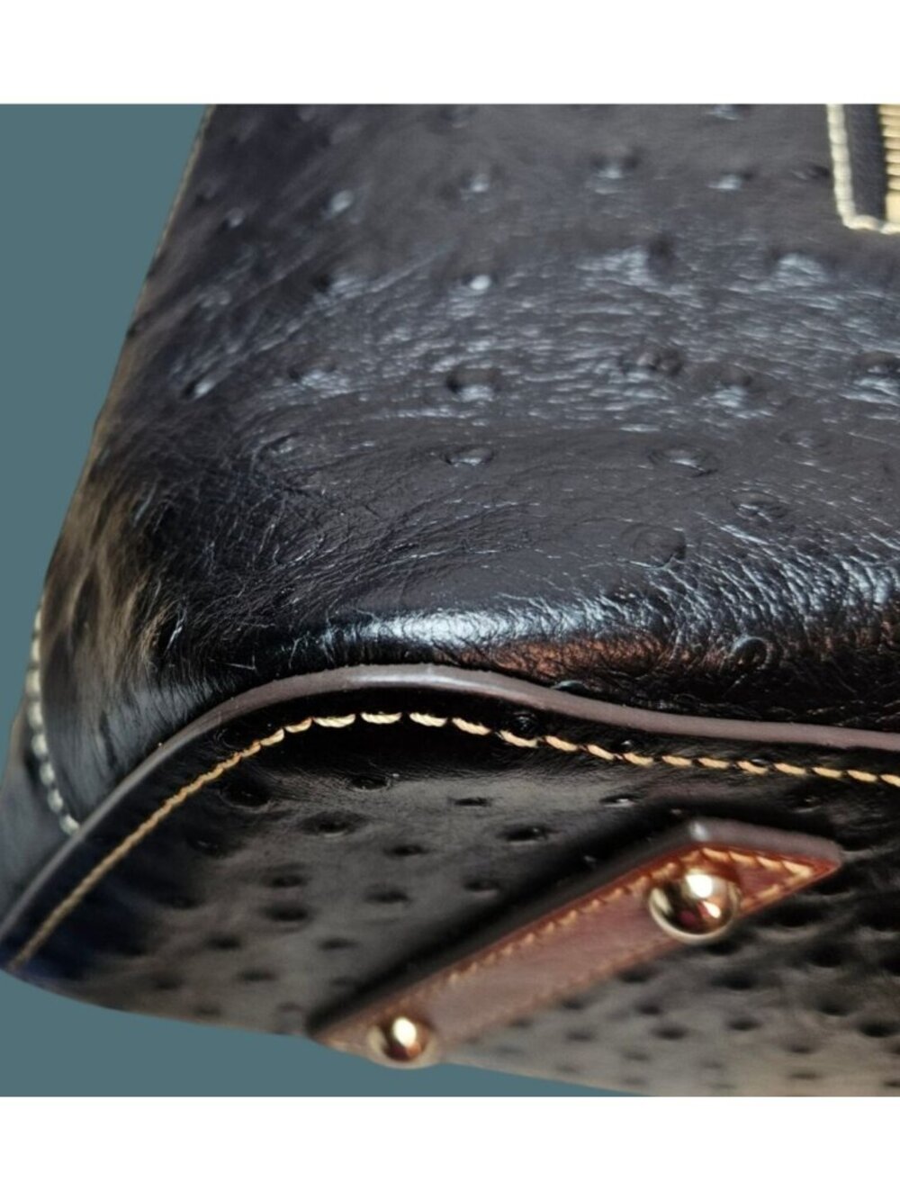 Dooney & Bourke Leather Embossed Ostrich Cooper Hobo Black Shoulder Bag - Picture 9 of 16